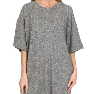 Zenana Soft Melange Hacci T-shirts Dress